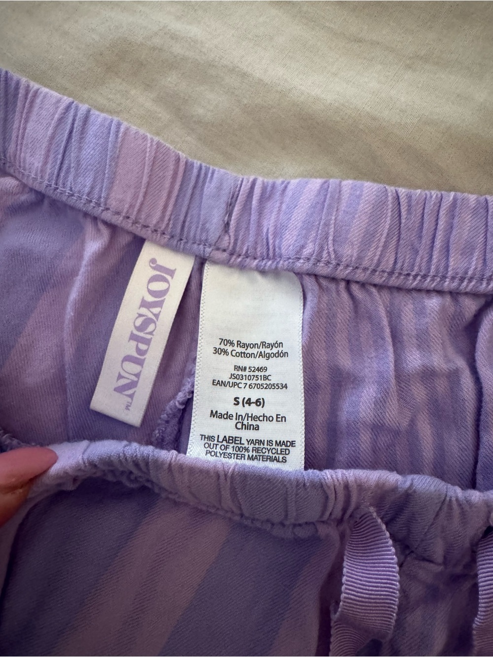 JOYSPUN Capri Lavender Striped Short Sleeve Pajama Set Small Cotton - Picture 3 of 3
